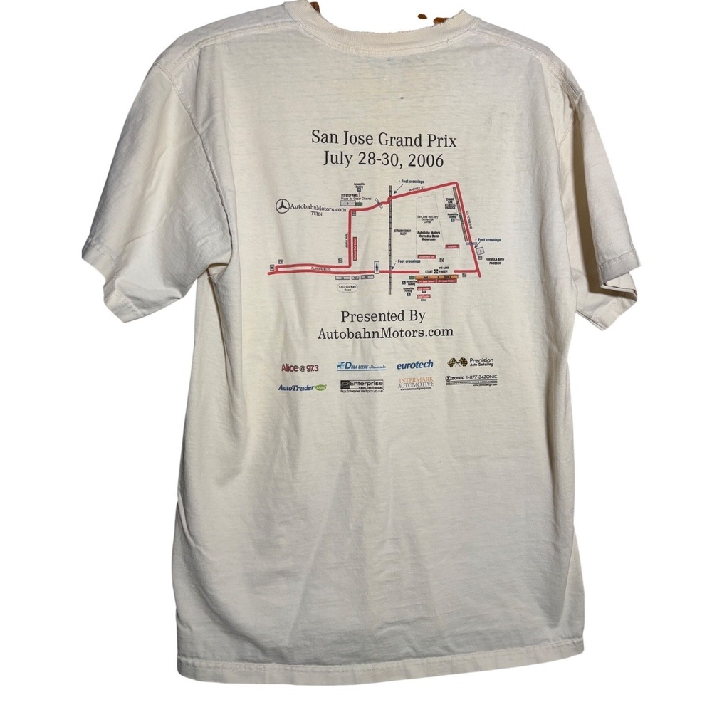 Vintage 2006 San Jose Grand Prix T-Shirt Mercedes Autobahn Motors Distressed L